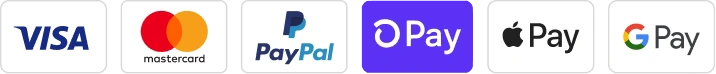 Paiements acceptés : Visa, Mastercard, PayPal, Apple Pay, Google Pay